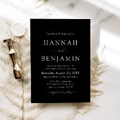 黒エレガントモダン白ミニマル結婚リスト 招待状