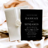 黒エレガントモダン白ミニマル結婚リスト 招待状