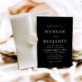 黒エレガントモダン白ミニマル結婚リスト 招待状