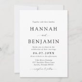 黒エレガントモダン白ミニマル結婚リスト 招待状 (正面)