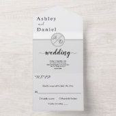 黒エレガントモダン白モノグラム結婚の オールインワン招待状 (内側)