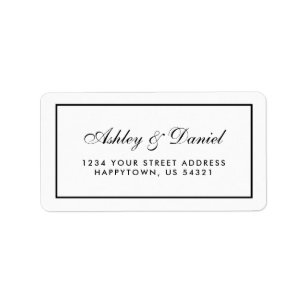 黒エレガントモダン白結婚の ラベル