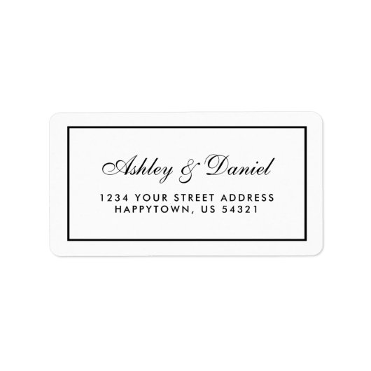 黒エレガントモダン白結婚の ラベル (正面)