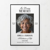 黒エレガントモダン白2写真葬式 三つ折りプログラム (カバー)