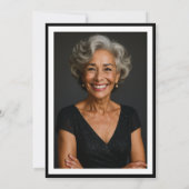 黒エレガントモダン白2写真葬式 招待状 (裏面)