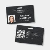 黒エレガントモダン社の写真企業のQR バッジ (正面&裏面)