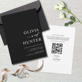 黒エレガントモダン結婚のオールインワン 招待状