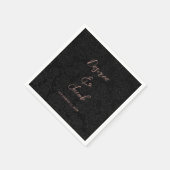 黒エレガントモダン色とバラの金ゴールドシンプルフローラ スタンダードカクテルナプキン (角)