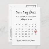 黒エレガントモダン色バラ金ゴールドハートカレンダー 案内ポストカード (正面/裏面)