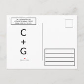 黒エレガントモダン色バラ金ゴールドハートカレンダー 案内ポストカード (裏面)