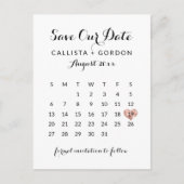 黒エレガントモダン色バラ金ゴールドハートカレンダー 案内ポストカード (正面)