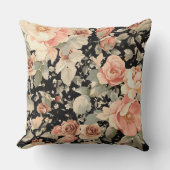黒エレガントモダン花柄 クッション (正面)