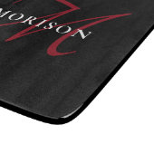 黒エレガントモダン赤文字モノグラム カッティングボード (角)