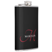 黒エレガントモダン赤文字モノグラム フラスク (右)