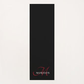 黒エレガントモダン赤文字モノグラム ヨガマット (正面)