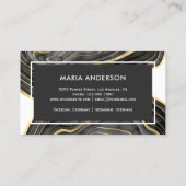 黒エレガントモダン金ゴールドアゲートゲードジェムストーン 名刺 (裏面)