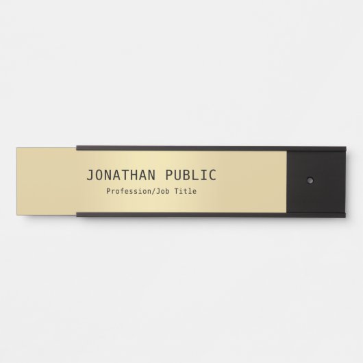 黒エレガントモダン金ゴールドグラマーテンプレート サインプレート (正面)