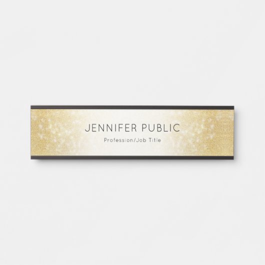 黒エレガントモダン金ゴールドグリッターグラマーテンプレート サインプレート (正面)