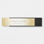 黒エレガントモダン金ゴールドグリッターグラマーテンプレート サインプレート (正面)