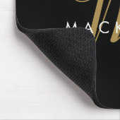 黒エレガントモダン金ゴールドスクリプトモノグラム マウスパッド (コーナー)