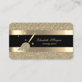 黒エレガントモダン金ゴールドストライプのグリッター 名刺 (正面)