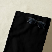 黒エレガントモダン金ゴールドストライプフローラ曼荼羅 ビーチタオル (インサイチュ)