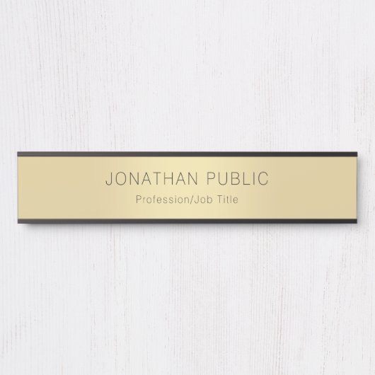 黒エレガントモダン金ゴールドテンプレートプロフェッショナル サインプレート (正面)