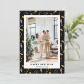 黒エレガントモダン金ゴールドフォト年賀状 シーズンカード (スタンド正面)