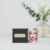 黒エレガントモダン金ゴールドプラークサロンフォトカード 名刺 (スタンド正面)