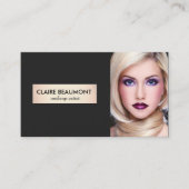 黒エレガントモダン金ゴールドプラークサロンフォトカード 名刺 (正面)