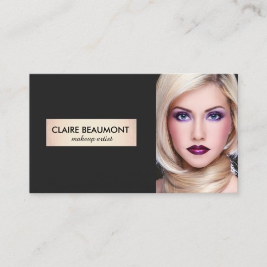 黒エレガントモダン金ゴールドプラークサロンフォトカード 名刺 (正面)