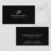 黒エレガントモダン金ゴールドモノグラムラグジュアリーシック 名刺 (正面/裏面)