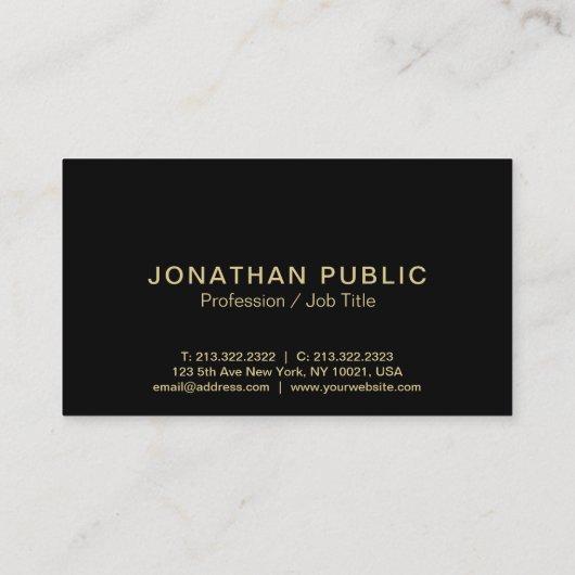 黒エレガントモダン金ゴールドモノグラムラグジュアリーシック 名刺 (裏面)