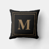 黒エレガントモダン金ゴールドモノグラム装飾用クッション クッション (裏面)