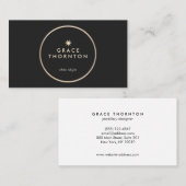 黒エレガントモダン金ゴールド円星 名刺 (正面/裏面)