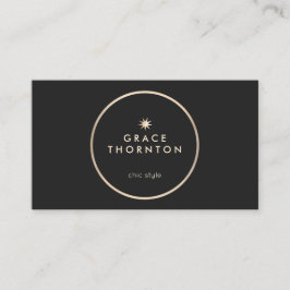 黒エレガントモダン金ゴールド円星 名刺