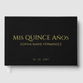 黒エレガントモダン金ゴールド写真キンセアニラ ゲストブック (正面)