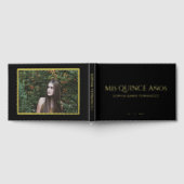 黒エレガントモダン金ゴールド写真キンセアニラ ゲストブック (全面)