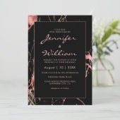 黒エレガントモダン金ゴールド大理石結婚の 招待状 (スタンド正面)