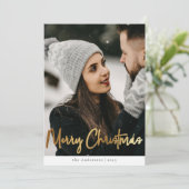 黒エレガントモダン金ゴールド格子模様クリスマスフォト シーズンカード (スタンド正面)