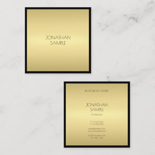 黒エレガントモダン金ゴールド洗練グラムラックス スクエア名刺 (正面/裏面)