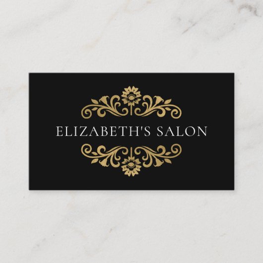 黒エレガントモダン金ゴールド 名刺 (正面)