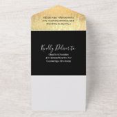 黒エレガントモダン金フォイル結婚ズ オールインワン招待状 (外側)