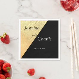 黒エレガントモダン金フォイル結婚ズ スタンダードカクテルナプキン