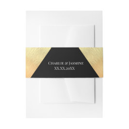 黒エレガントモダン金フォイル結婚ズ 招待状ベリーバンド