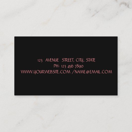 黒エレガントモダン、グリッターフェイク、メイクアップ 名刺 (裏面)