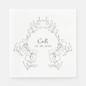 黒エレガントモダン/白フローラリース スタンダードランチョンナプキン (正面)