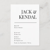 黒エレガントモダン・白モノグラム結婚ズ 出欠カード (正面)