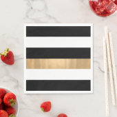 黒エレガントモダン、白、金ゴールドストライプの スタンダードランチョンナプキン (インサイチュ)