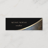 黒エレガントモダン、金ゴールド、レザールック スキニー名刺 (正面)